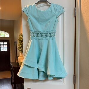 B Darlin Mint Lace-Waist Fit & Flare Mini Dress